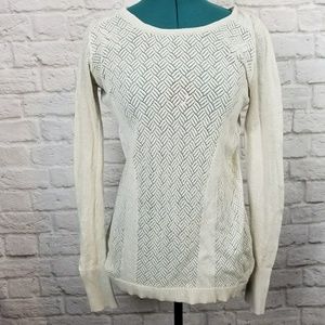 Cream light weight pointelle sweater L